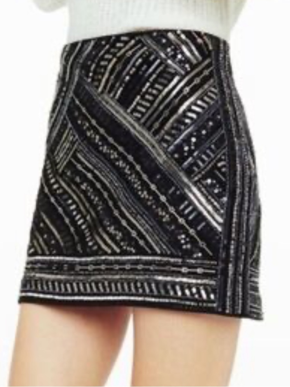 Club Monaco Black Beaded Mini Skirt